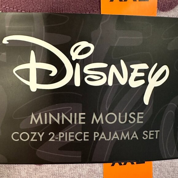 New Disney Minnie Mouse 2 Piece Pajama Set Women's Size XXL Purple Jogger Lounge - Picture 3 of 10